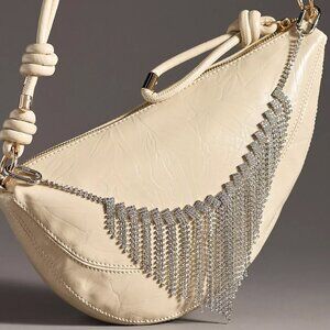 Silver & Crystal Fringe Bag Charm, Rhinestone Bag Accessory, Anthropologie